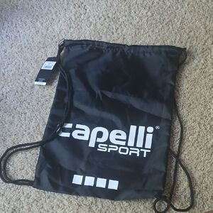 Capelli of New York Black Logo Drawstring Backpack